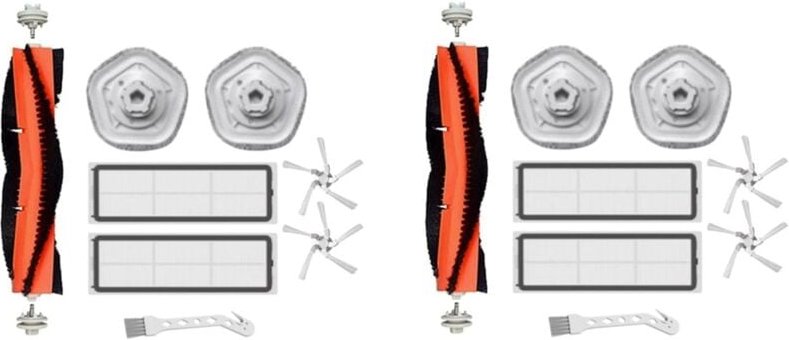 2X Ersatzteil-Kit für W10 W10 Pro Roboter-Staubsauger Hauptseitenbürste Wischtuch Hepa-Filter