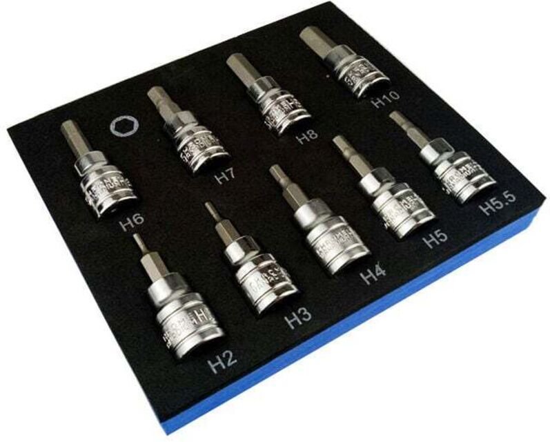 Ratschen- und Steckschlüsselsatz, 9-teilig, metrisch, Inbusschlüssel, Sechskant-Steckschlüsselsatz, 3/8 Zoll Dr-Antrieb,...