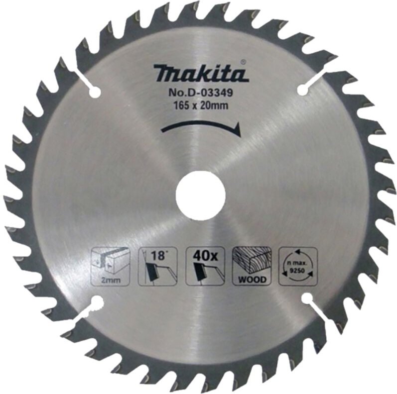 D-03349 Standard-Kreissägeblatt tct 165 x 20 mm 40T Holz - Makita
