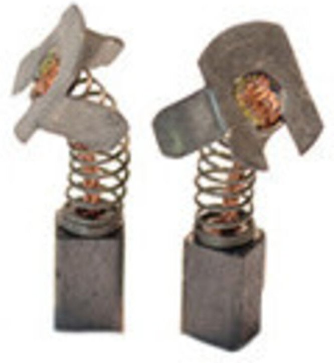 Set aus 2 anpassbaren Kohlen für Makita. Abmessungen: 4,9 x 5,3 x 8,5–9,5 mm.