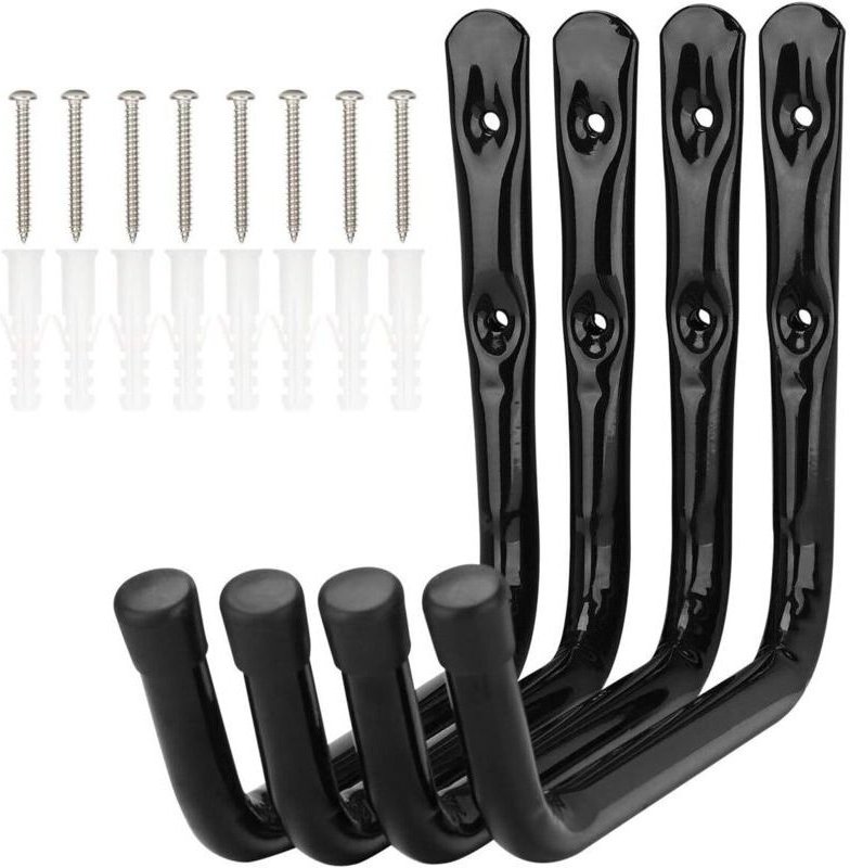 Set mit 4 Garagen-Aufbewahrungsleiterhaken, 20 cm Arme, stabile Wandhalterung, Fahrradständer, Hängeorganizer, 20 kg Tra...