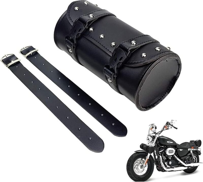 Fahrradtaschen, E-Bike-Taschen, wasserdichte Motorradtasche aus PU-Leder – Multifunktionale Tasche für Gabel, Lenker und...