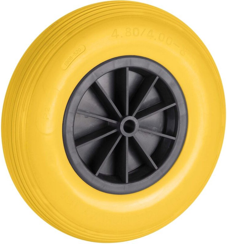 Dörner + Helmer Pannensicheres PU-Rad 400x100x20mm Gl, Nabe 88mm, KS-Felge schwarz, Reifen gelb