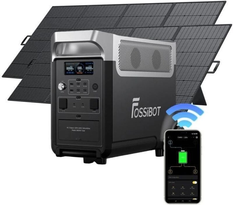3840Wh 3600W Tragbarer Solar Generator, FOSSiBOT F3600 PRO Stromstation +420W×2 Faltbares Solarpanel