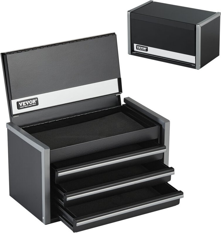 VEVOR Werkzeugkasten aus Metall, 21,8 cm, tragbarer Werkzeugkasten aus Metall mit 3 Schubladen, kleiner Werkzeugkasten m...