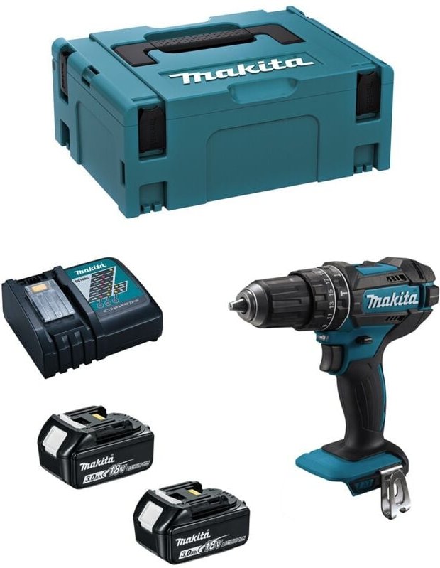Schlagbohrschrauber MAKITA DHP482RFJ (2 x 3,0Ah + DC18RC + MAKPAC 2)