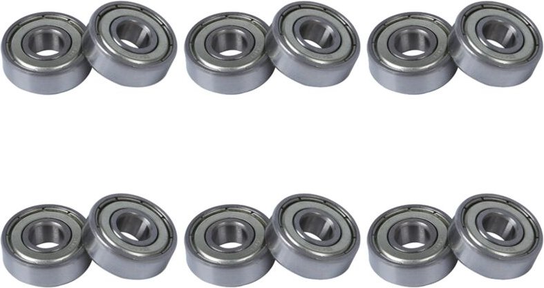 Tlily - 12 Stueck Typ 608Z Miniatur Rillenkugellager - Silber & Gelb