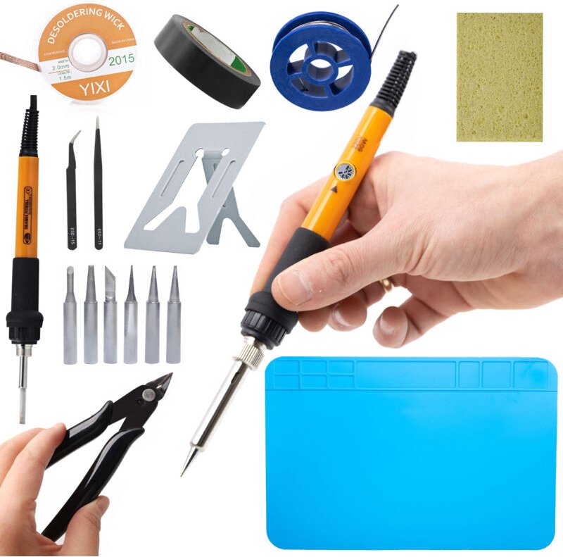 Rosfix Set OP60W PE5 – Elektronisches Lötstation 16-in-1 mit Temperaturregler 60 W, 200–450 °C Für Elektronik, Reparatur...