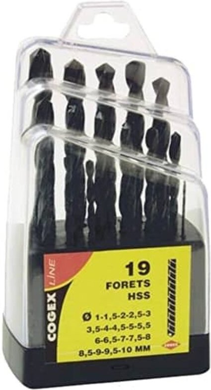 Cogex - metall bohrer hss 1 x 10 mm - 19 stück - box verpackung - 24217 - 3219510242177