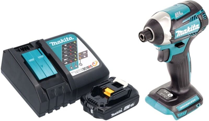 Makita DTD 154 RA1 Akku Schlagschrauber 18 V 175 Nm 1/4" Brushless + 1x Akku 2,0 Ah + Ladegerät