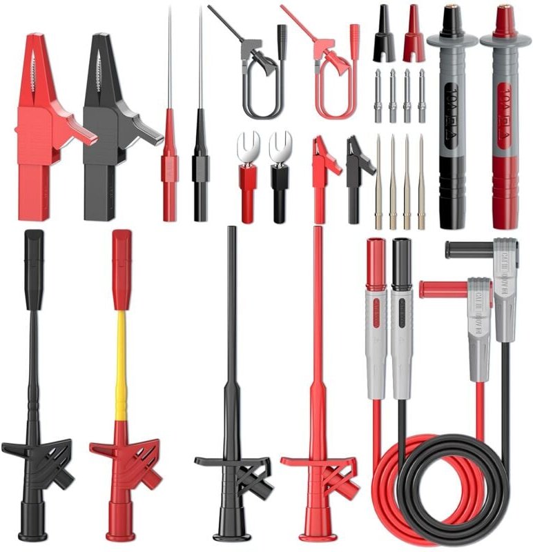 Dolaso - 28-teiliges Multimeter-Messleitungs-Set mit Krokodilklemmen, flexiblen Hochspannungs-Prüfspitzen, Isolations-Pi...