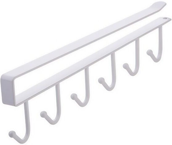 Weißes Aufbewahrungsregal für Kleiderschrank, 27 cm lang, 1 Hakenreihe, Kleiderschrank-Organizer, Küchenhaken ohne Nägel...