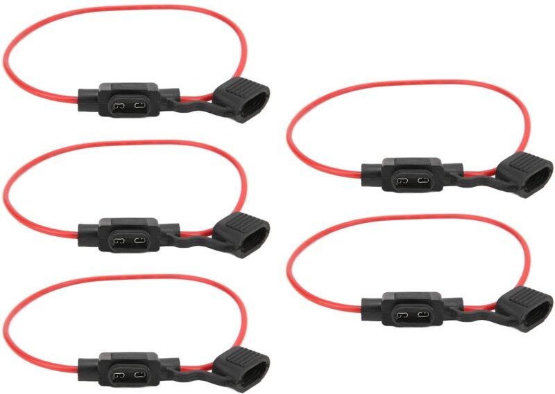 5-teiliger 12V 30A Sicherungshalter, hitzebeständig, wasserdicht, faltbar, abnehmbar, staubdicht, Inline-Sicherungshalte...