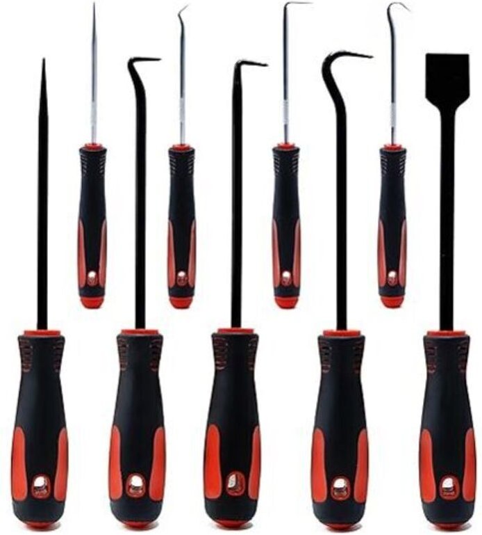 9-teiliges Hakenset – Werkzeuge mit O-Ring, Schraubendreher und Auszieher