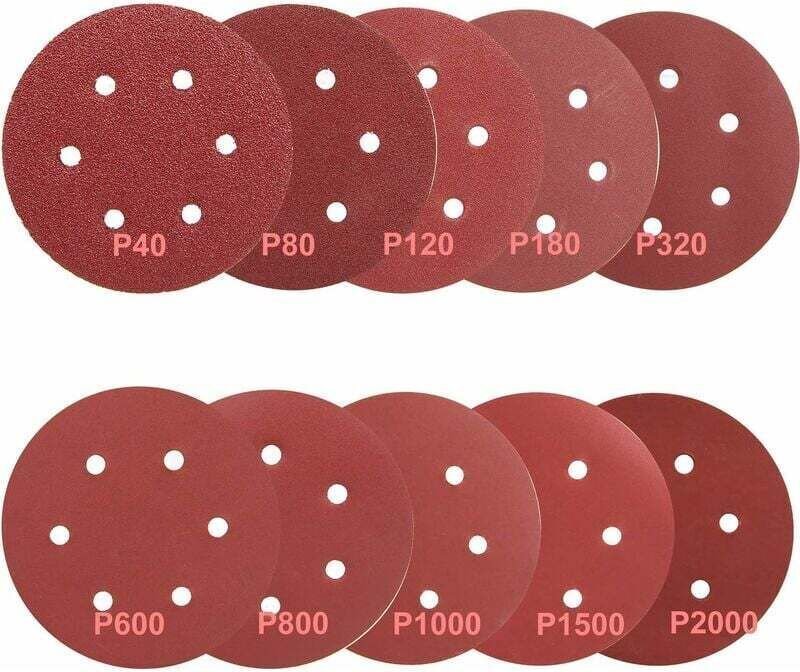 100 Stück 150 mm Schleifscheiben, Schleifscheiben, Schleifpapier der Körnungen 40/80/120/180/320/600/800/1000/1500/2000 ...