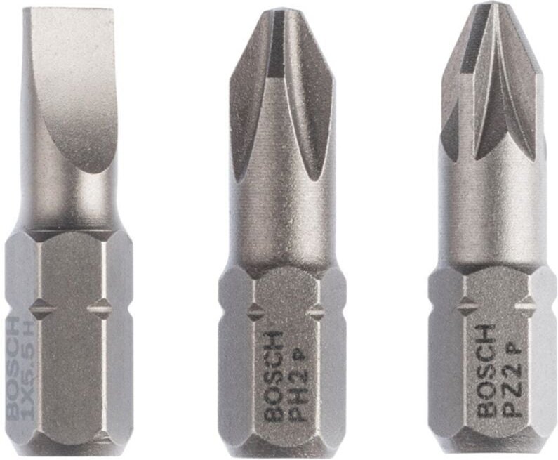 Schrauberbit-Set Extra-Hart (gemischt), 3tlg. s 1,0x5,5, PH2, PZ2, 25 mm - 2607001766 - Bosch