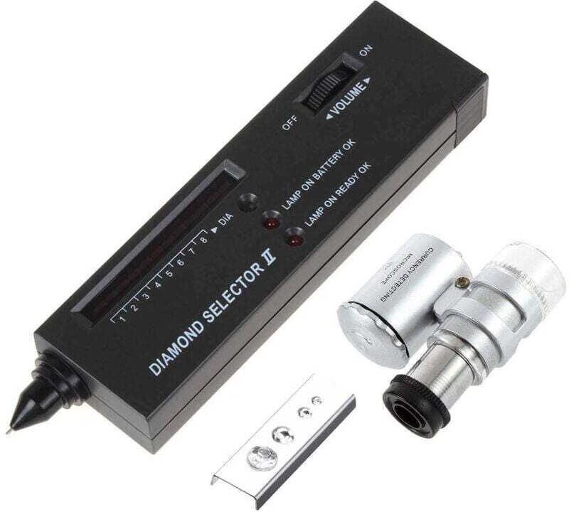 Professioneller, tragbarer Diamanttester mit 60-facher, beleuchteter Lupe für Schmuck