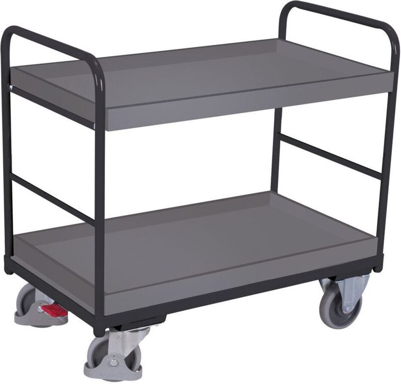 VARIOfit Etagenwagen, niedrig mit 2 Ladeflächen, umrandet 815x455mm Anthrazitgrau RAL 7016