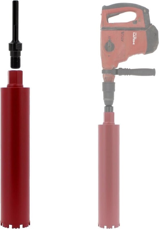 Thumbnail - Diamantbohrkrone Ø 89 mm mit Adapter für Bohrmaschine und SDS-max-Bohrhammer