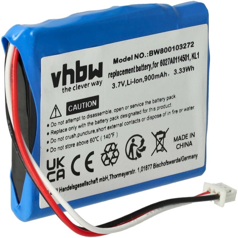 Vhbw - Akku kompatibel mit TomTom Via 1505, 1505M, 1505T, 1535T, 1535TM, 1605 gps Navigation Navi (900mAh, 3,7V, Li-Ion)
