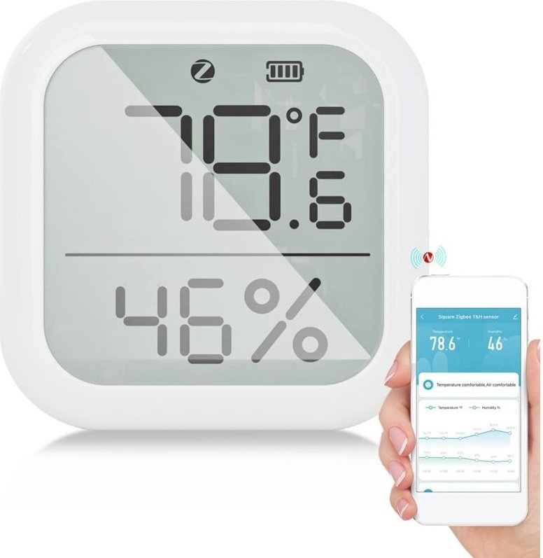 Zigbee-Thermometer-Hygrometer, intelligentes digitales Innenthermometer und Feuchtigkeitssensor mit App-Steuerung, LCD, ...