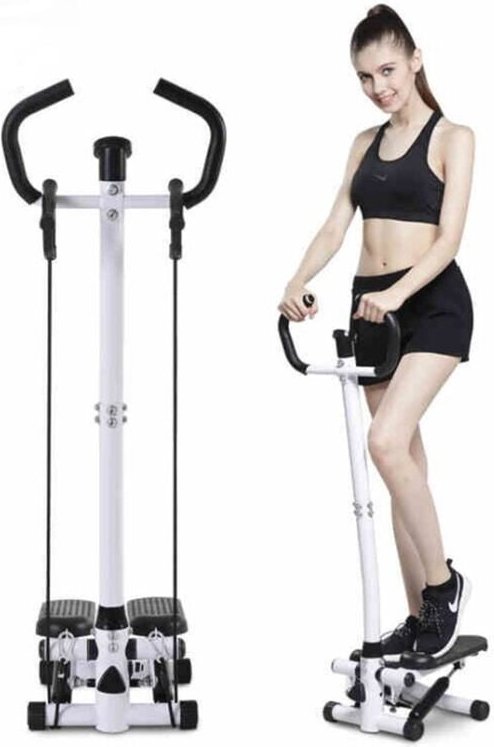 Treppenstufenmaschine mit Lenker, multifunktionales Fitness-Profi-Heimgerät, Schwarz und Weiß - Haloyo