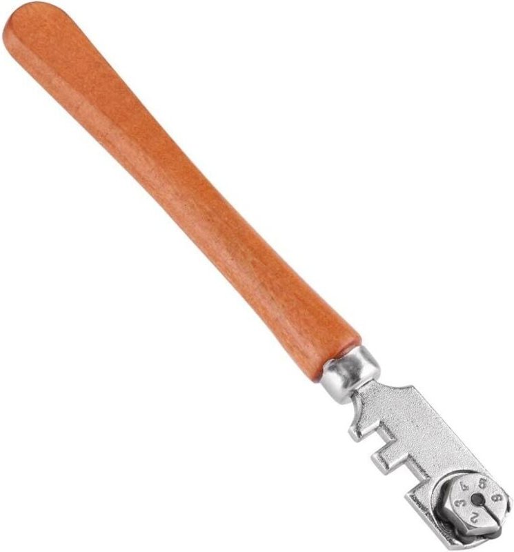 Glasschneider, professionelles 130-mm-Sechsrad-Glasschneidwerkzeug mit Holzgriff, zum Schneiden und Anritzen von Glasfla...