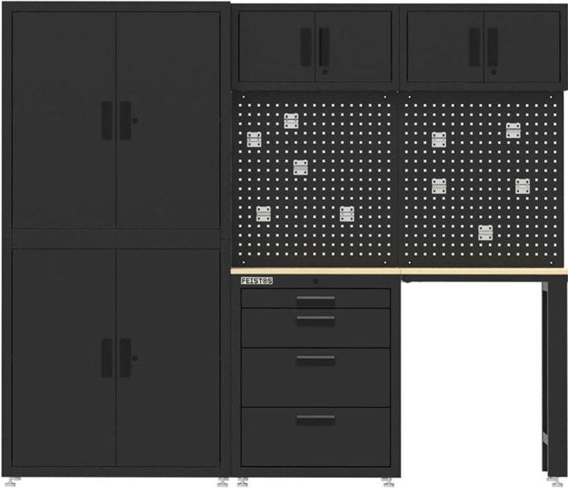 Werkstatteinrichtung Werkzeugschrank Monos Schwarz 223x46x190 cm - Feistos