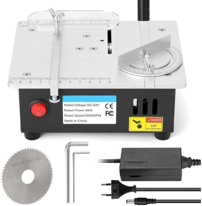 Multifunktionale Mini-Tischkreissäge, DIY-Mini-Tischkreissäge aus Aluminiumlegierung, kleines Sägeblatt, 7-stufiges Netz...