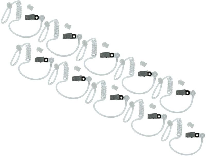 vhbw 10x Security Schallschlauch Ohrhörer kompatibel mit Motorola PMLN6530, NNTN8295 Headset, Funkgerät - Mit Clip, tran...