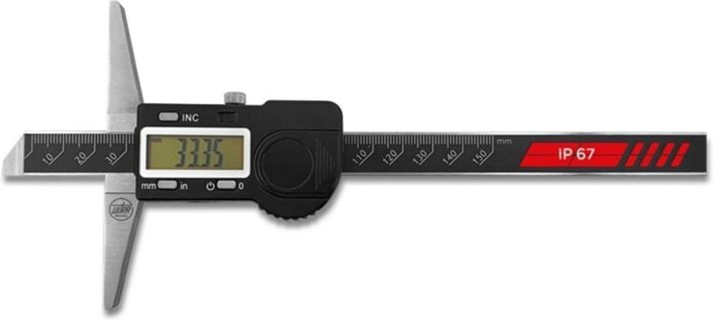 Ultra Präzision - Digital-Tiefenmessschieber ultra active inox im Etui IP67 150x100/0,01mm IP67