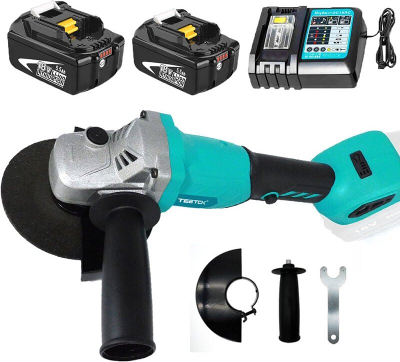 Teetok - Akku Winkelschleifer,Bürstenlos Trennschleifer Scheibe 125mm zum Schneiden und Schleifen mit 2x5000mAh Akku und...