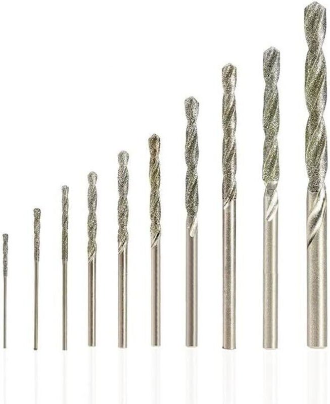 Shmshng - 10-teiliger Diamant-Spiralbohrer, 0,8/1,0/1,2/1,5/1,8/2,0/2,5/3,0/3,5/4,0 mm, für Jade, Glas, Perlenmuscheln, ...