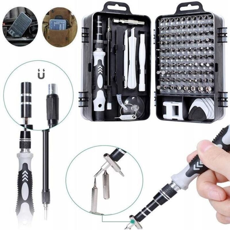 Universal-Schraubendreher-Set, Präzisions-Schraubendreher-Bits, 115-teilig