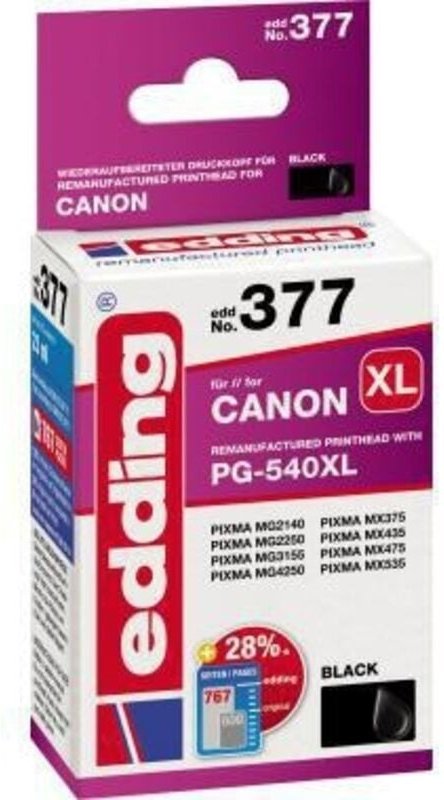 Tintenpatrone kein Originalzubehör Kompatibel mit: Canon PG-540XL EDD-377 ca. 765 Seiten schwarz 23ml
