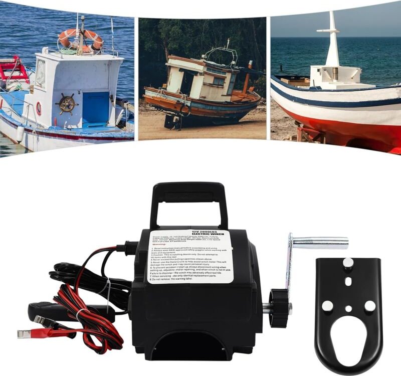 Elektrische 12V-Winde mit Motoren, leistungsstarke 2.000 Pfund bewegliche Elektrische Winde zum Schleppen von Booten, Lk...