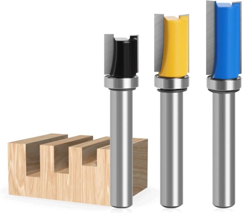 3 Stück bündigfräser 8mm, Kopierfräser Router Bit, für Bündigfräser Kugellager Oben, Trimm Carving Tool (3)