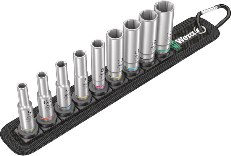 Wera - Set mit 9 Zyklop-Deep-Steckschlüsseleinsätz 1/4' Belt a Deep 1
