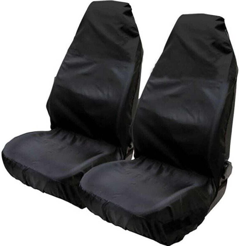 Universelle, wasserdichte Nylon-Sitzbezüge für Auto-Vordersitze, 75 x 55 x 55 cm (2er-Set), schwarz