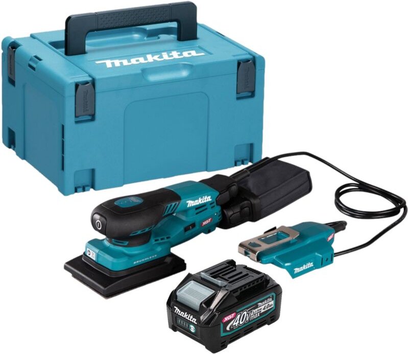 Makita BO 005 CGM101 Akku Schwingschleifer 40 V max. 80 x 130 mm 3,0 mm Hub Brushless + 1x Akku 4,0 Ah + Makpac - ohne L...