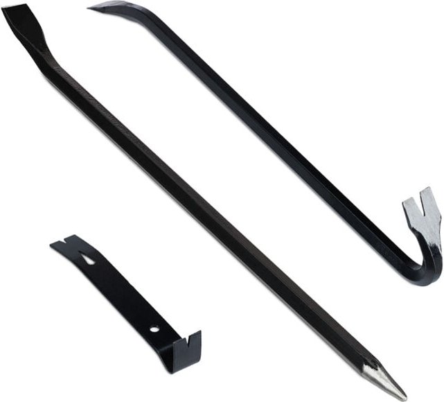 Relaxdays Brecheisen 3-tlg. Set, mit Geißfuß & Zierleistenheber, Montageeisen groß & klein, Demontage, Stahl, schwarz