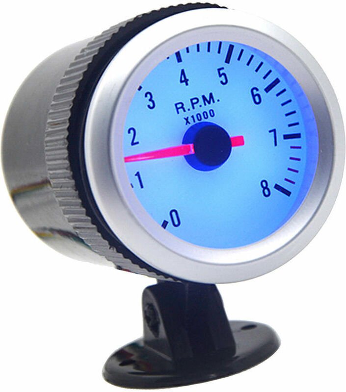 Auto-Drehzahlmesser, schwarzer blauer Kreis, 2 Zoll, 52 mm, geeignet für 1–8-Zylinder-Automotoren, geeignet für Autozube...