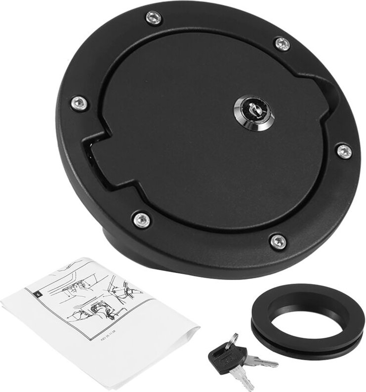 Hochwertiger Tankdeckel aus Aluminiumlegierung für JK 4-Türer 2007–2017, stilvoller schwarzer Tankdeckel.