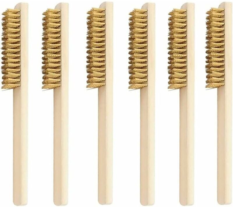 6-teiliges Messingbürsten-Set, Drahtbürsten-Set, Drahtbürste mit Messingborsten, Messingdrahtbürsten, zum Reinigen von S...
