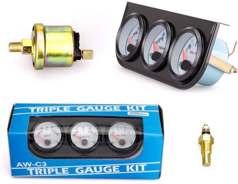 Universal Auto Triple Gauge Kit Wasser Temp + Volt + Öl Druck Gauge 52mm Instrument
