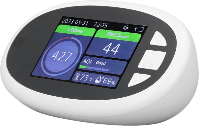 WLAN-Luftqualitätsmonitor, CO2-Detektor für Innenräume, PM2,5-Messung, Temperatur- und Feuchtigkeitsmessung, für Schlafz...