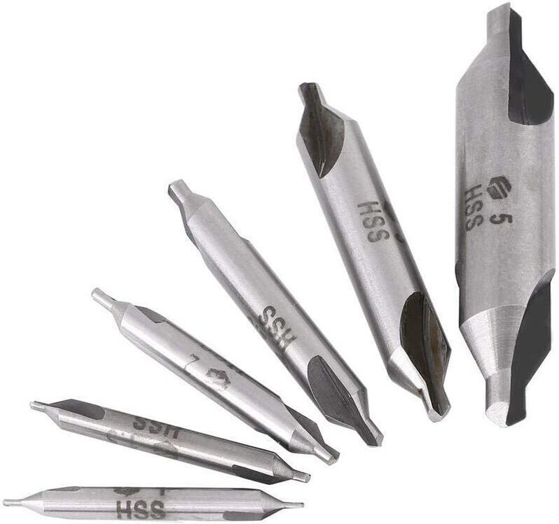 6-teiliges HSS-Zentrierbohrer-Set (60°) Ø 1/1,5/2/2,5/3/5 mm für Metall