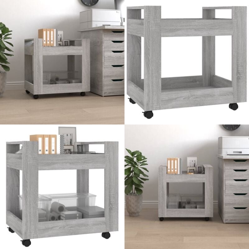 Bürowagen Grau Sonoma 60x45x60 cm Holzwerkstoff - Bürowagen - Schreibtisch-Wagen - Home & Living - Grau