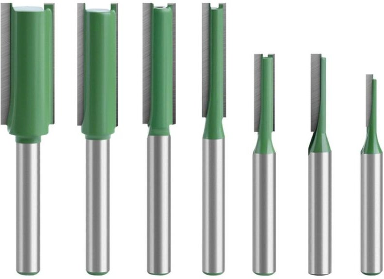 7-teiliges Set gerader Oberfräsen mit 6-mm-Schaft, Holzbearbeitungs-Oberfräsen, Hartmetall, Werkzeug, ein-/zweischneidig...