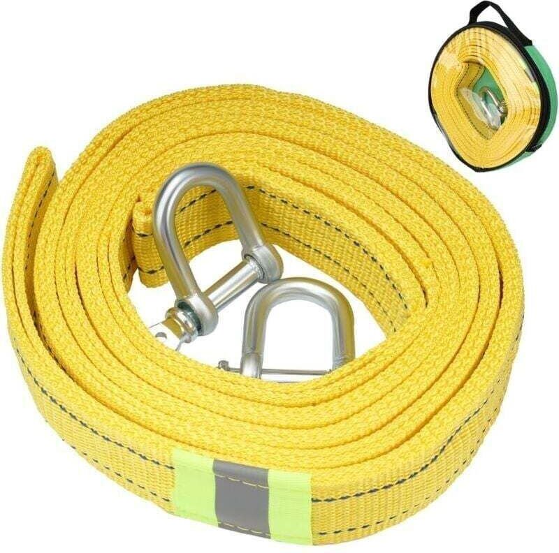 Hochfester Abschleppgurt mit zwei D-Ring-Sicherheitshaken für Winde, 5 Tonnen Tragfähigkeit und 5 m Länge